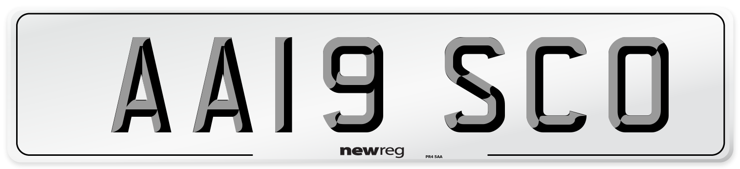 AA19 SCO Number Plate from New Reg